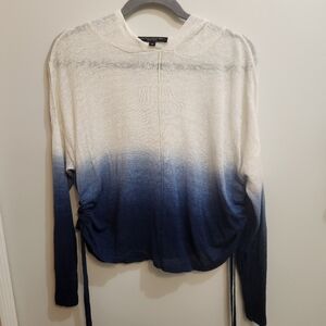 Central Park West Linen Blend Two-toned Hooded Sweater Size XS